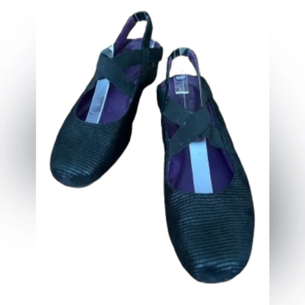 Van Eli Marjory blk w slght sprkle & elstc crss cross strps slngbk shoes SZ 6.5